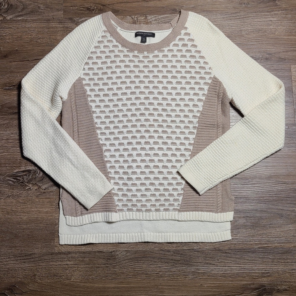 Banana Republic Womens Sweater, Cream And Tan, Size XS